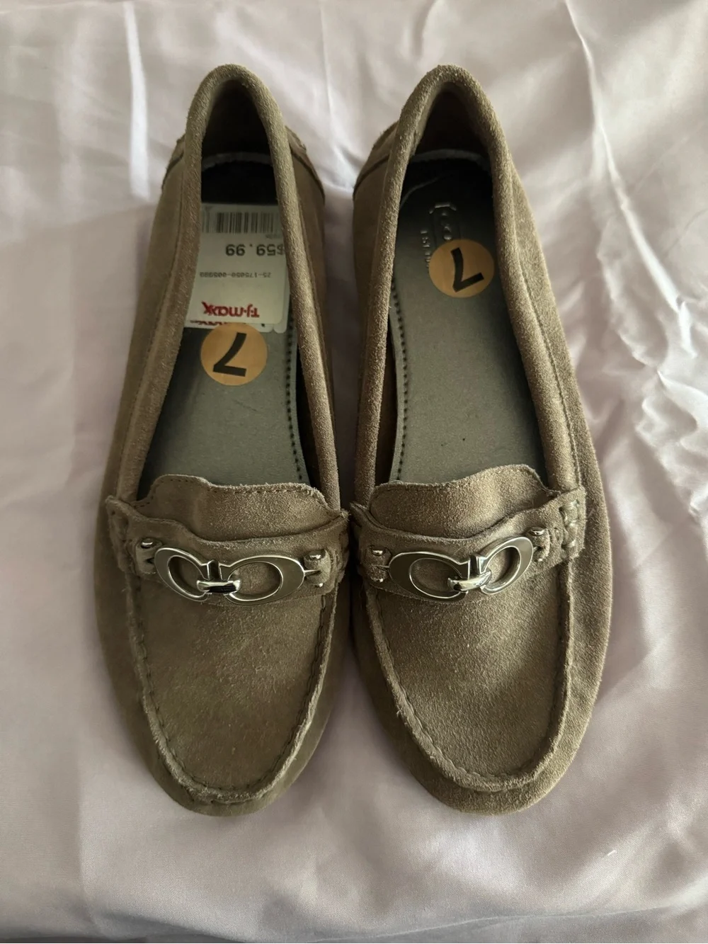 Coach Brown Suede Loafers with Silver Hardware